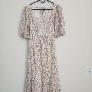 Morning Lavender Caroline Floral Babydoll Puff Sleeve Dress